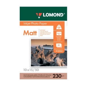 Бумага Lomond Ink Jet 10x15, (50 л), 230 г/м2, матовая односторонняя